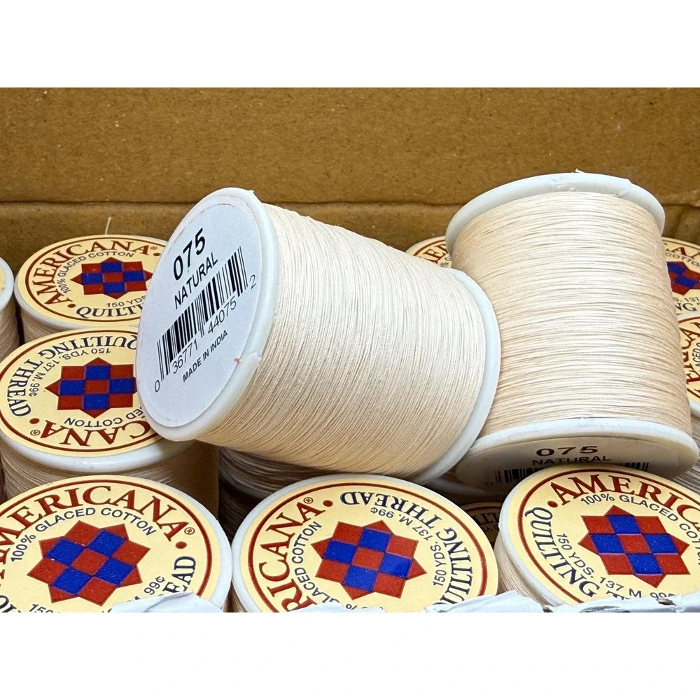 Lot of 10 - Americana 100%‎ GLACED COTTON  Quilting Thread - 075 NATURAL -New